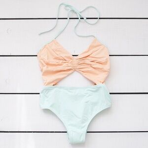 Peach and Mint Women Swim One Piece